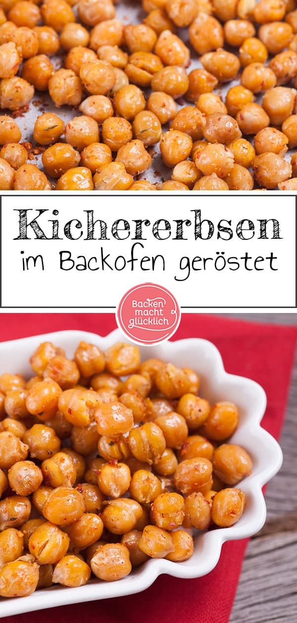 Tolles Rezept für würzige Kichererbsen. Die gerösteten Kichererbsen sind ein schneller, einfacher Snack aus dem Backofen. Die Kichererbsen sind ein toller Snack für alle, die gerne gesund knabbern wollen!