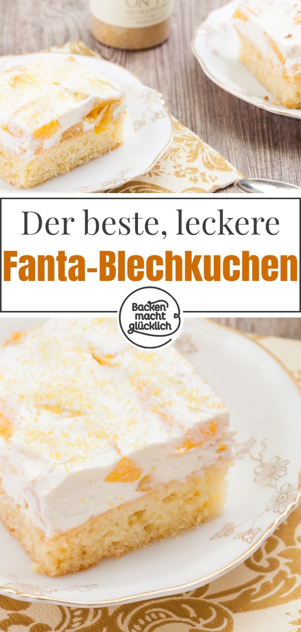 Fantakuchen mit Schmand und Pfirsichen ist der Hit auf jeder Feier! Ein einfaches tolles Rezept fürs Blech.