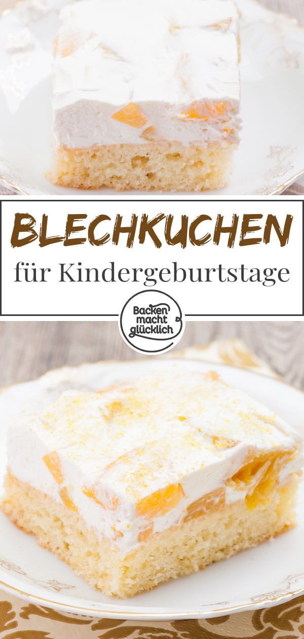 Fantakuchen mit Schmand und Pfirsichen ist der Hit auf jeder Feier! Ein einfaches tolles Rezept fürs Blech.