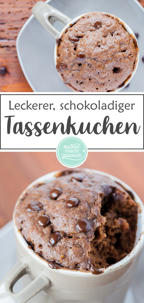 Einfaches Rezept für Schoko-Tassenkuchen aus der Mikrowelle, der genial schmeckt & in nur 5 Minuten fertig ist.