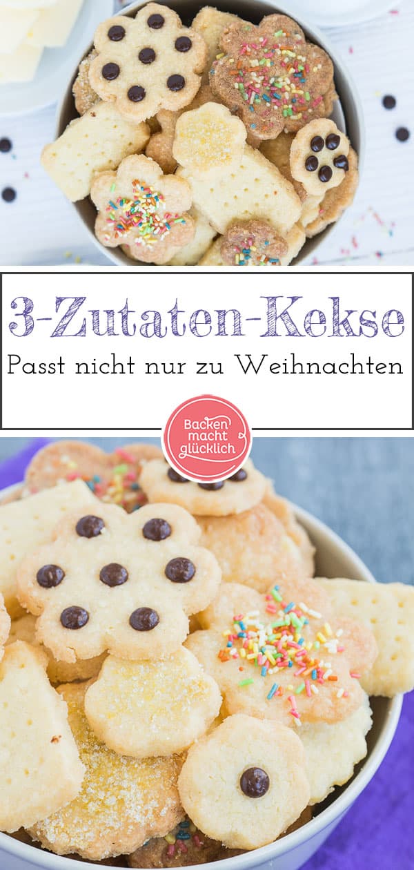 Backrezepte mit wenigen Zutaten haben´s mir angetan. Deswegen gibt es heute für euch leckere 3-Zutaten-Kekse, in denen wirklich nur 3 Lebensmittel stecken. Die 3-Zutaten-Kekse sind super einach und schnell gemacht.