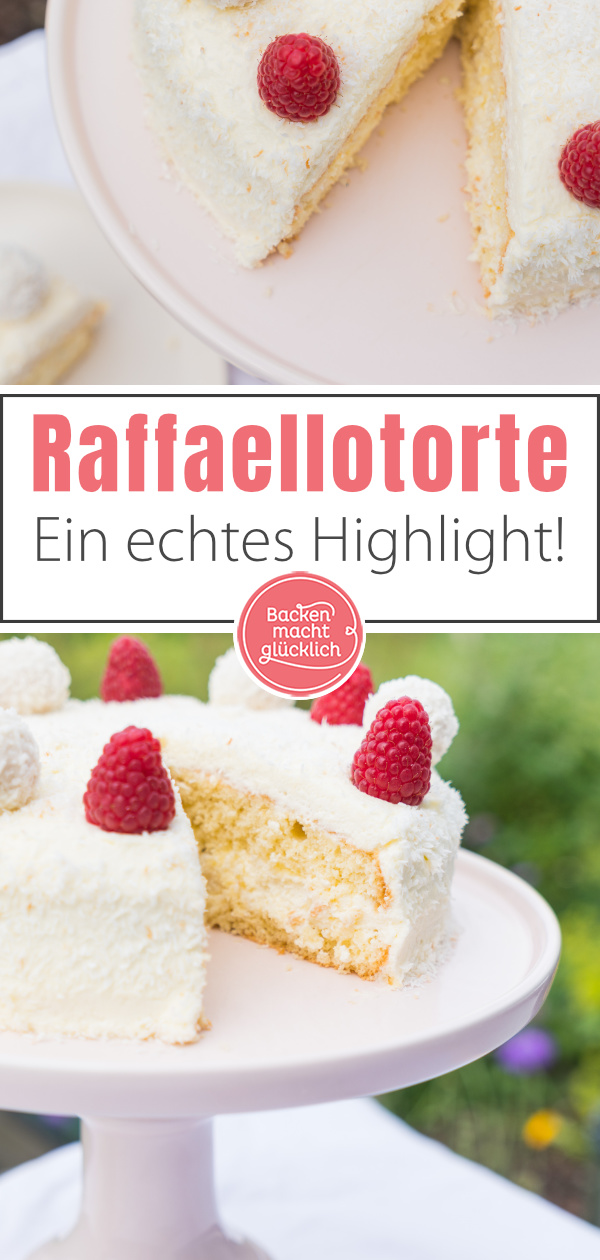 Gelingsicheres Rezept für eine köstliche Raffaello-Torte ohne Gelatine, für uns die beste Kokostorte überhaupt.