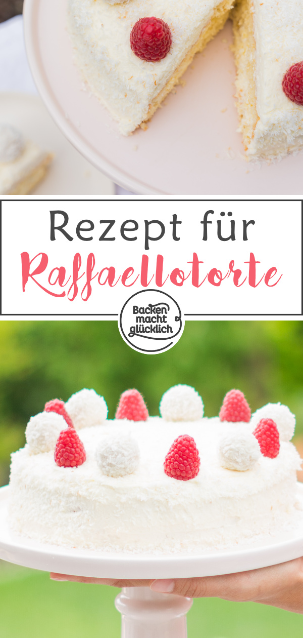 Gelingsicheres Rezept für eine köstliche Raffaello-Torte ohne Gelatine, für uns die beste Kokostorte überhaupt.