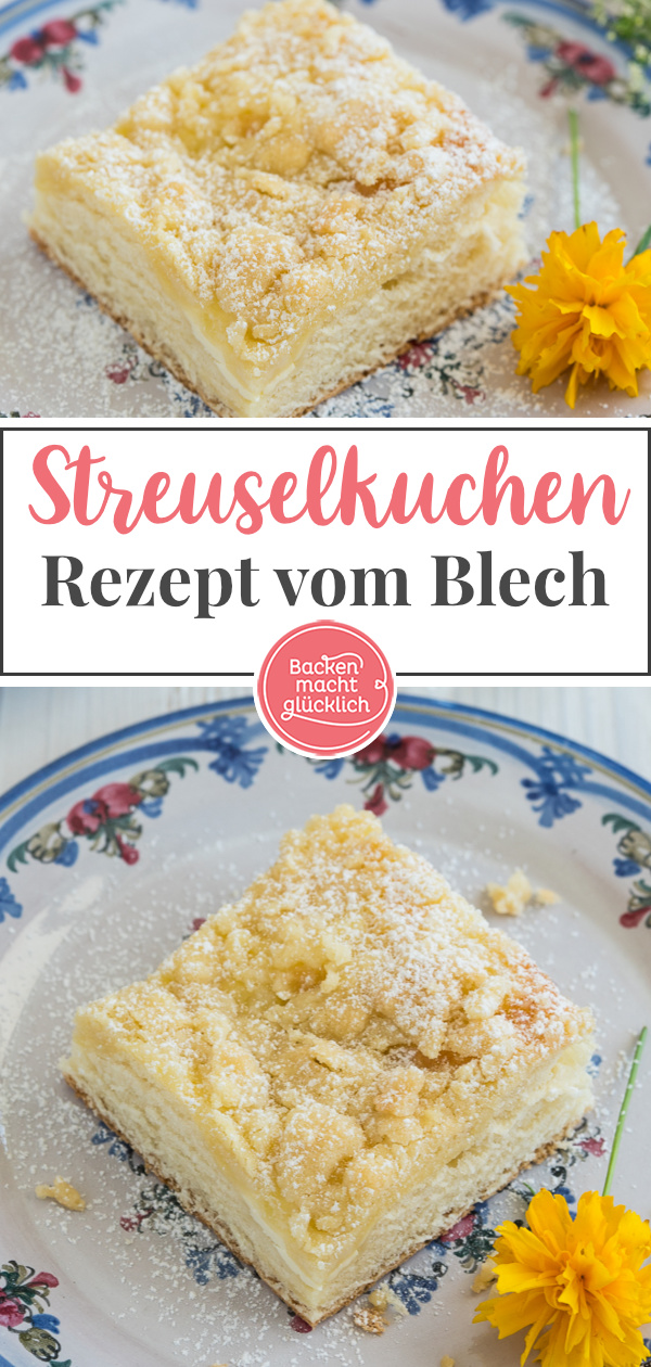 Einfaches Streuselkuchen-Rezept vom Blech: Knusprige Streusel & fluffiger Hefeteig sind eine perfekte Kombi!