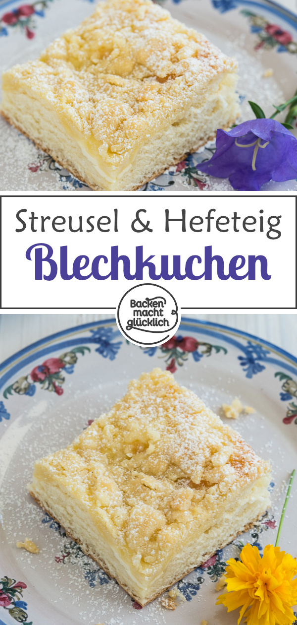 Einfaches Streuselkuchen-Rezept vom Blech: Knusprige Streusel & fluffiger Hefeteig sind eine perfekte Kombi!