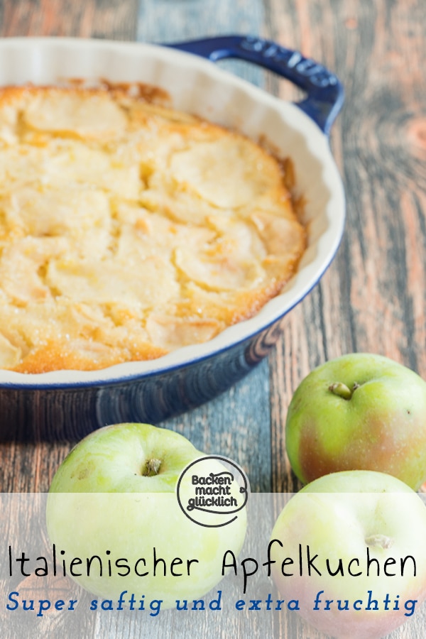 Torta di Mele ist ein fruchtiger, saftiger Apfelkuchen mit besonders viel Obst. Der italienische Apfelkuchen schmeckt sowohl lauwarm als auch kalt. Wer mag, gibt zum italienischen Apfelkuchen  noch Gewürze und Rosinen dazu.