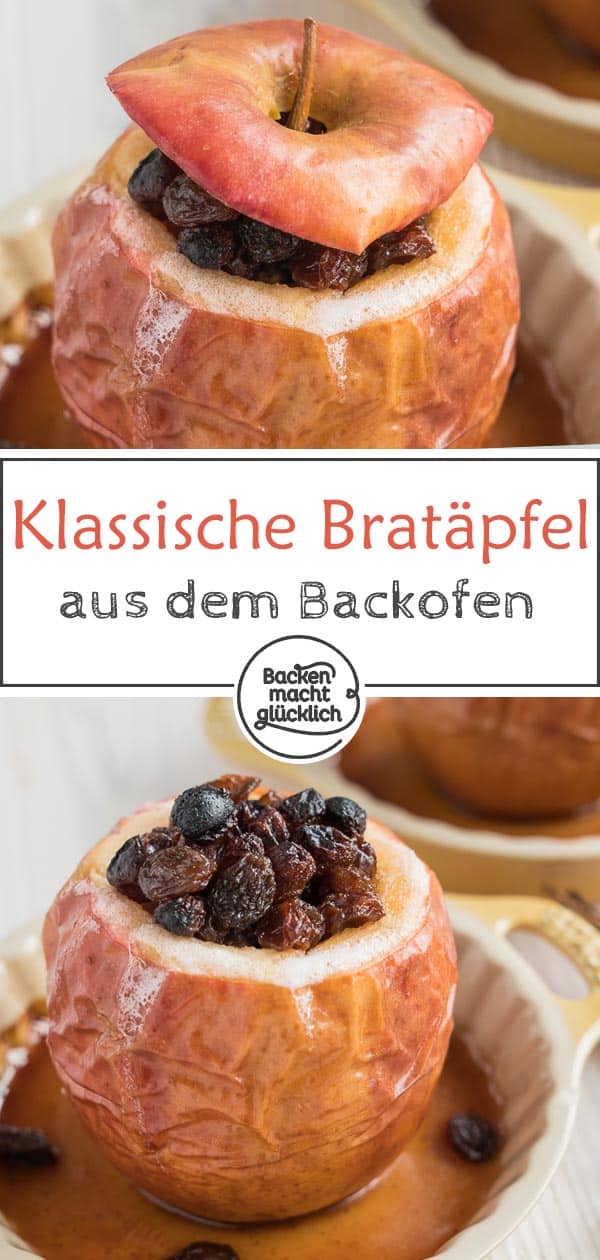 Die leckeren gefüllten Bratäpfel mit Marzipan, Rosinen und Zimt sind ein echter Winterklassiker. Ein super schnelles und einfaches Bratapfel-Rezept für Zuhause.