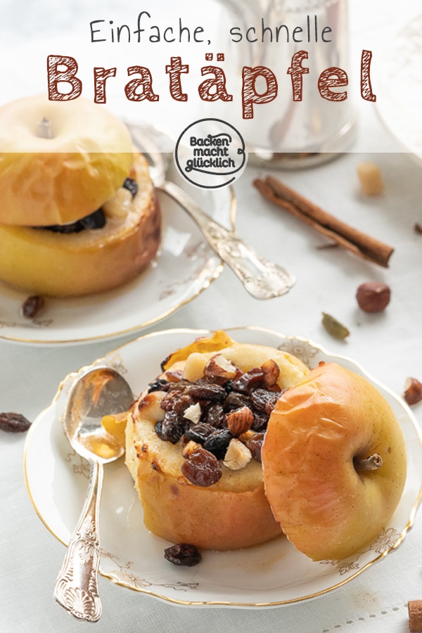 Die leckeren gefüllten Bratäpfel mit Marzipan, Rosinen und Zimt sind ein echter Winterklassiker. Ein super schnelles und einfaches Bratapfel-Rezept für Zuhause.