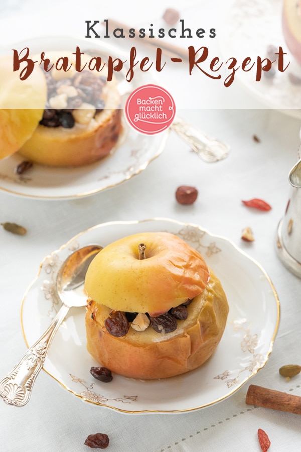 Die leckeren gefüllten Bratäpfel mit Marzipan, Rosinen und Zimt sind ein echter Winterklassiker. Ein super schnelles und einfaches Bratapfel-Rezept für Zuhause.