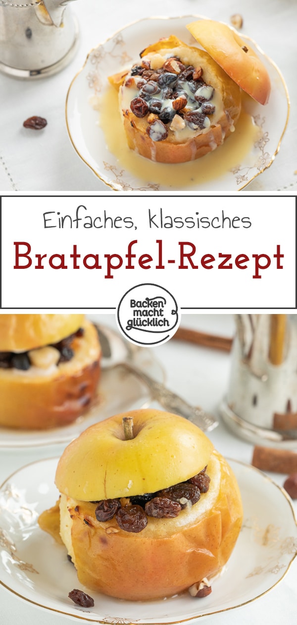 Die leckeren gefüllten Bratäpfel mit Marzipan, Rosinen und Zimt sind ein echter Winterklassiker. Ein super schnelles und einfaches Bratapfel-Rezept für Zuhause.