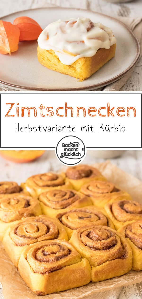 Köstliches Rezept für eine herbstliche Variante des amerikanischen Klassikers Zimtschnecken. Dies Kürbis-Zimtschnecken passen perfekt in den Herbst. 