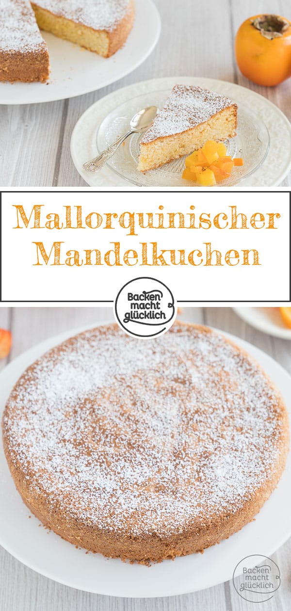 Der Gató de almendra schmeckt unglaublich gut. Der Mandelkuchen aus Mallorca ist köstlich, luftig und saftig zugleich. So ganz nebenbei kommt der spanische Mandelkuchen ohne Mehl aus. Der Teig ist blitzschnell zubereitet. Und als seien das nicht schon ausreichend Pluspunkte für ein Gebäck, handelt es sich auch noch um einen Kuchen aus nur 3 Zutaten (und nein, keine davon ist eine Backmischung ? )