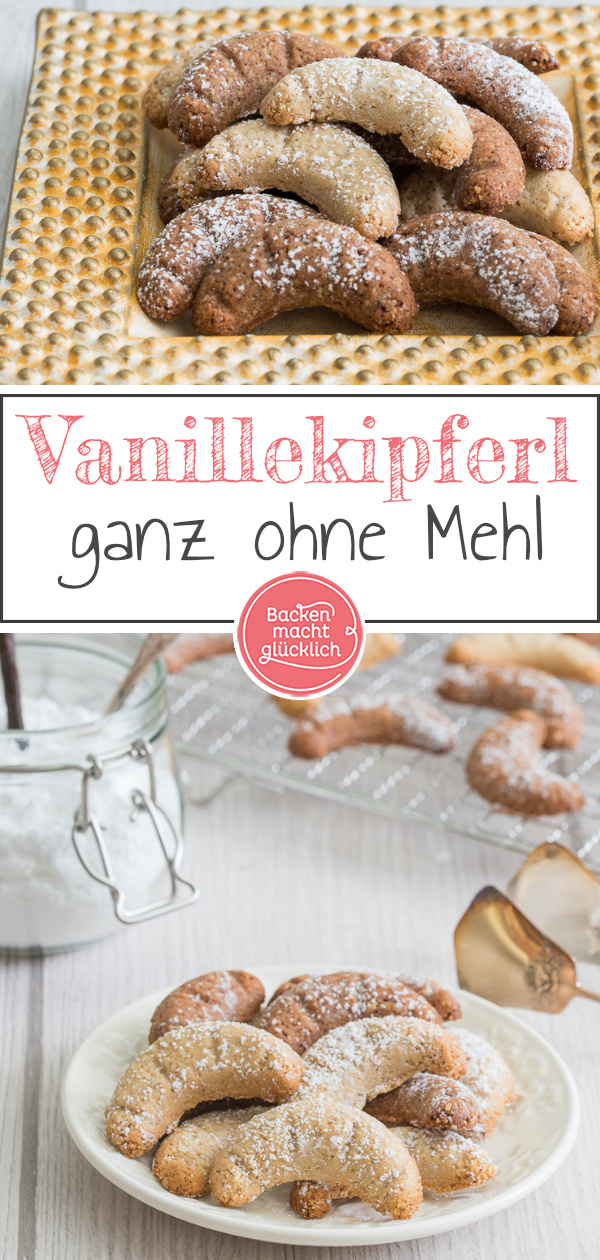 Rezept für tolle Vanillekipferl ohne Mehl und Zucker, die herrlich mürbe werden. Sie sind zudem glutenfrei & proteinreich.