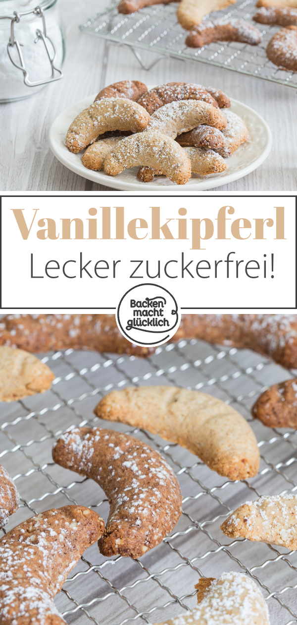 Rezept für tolle Vanillekipferl ohne Mehl und Zucker, die herrlich mürbe werden. Sie sind zudem glutenfrei & proteinreich.