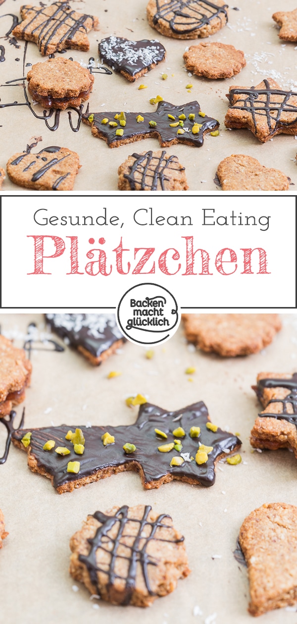 Diese Clean Eating Plätzchen sind wunderbare gesunde Weihnachtsplätzchen, in denen ausschließlich natürliche Zutaten stecken, und die noch dazu wirklich köstlich schmecken. Die cleanen Kekse sind eine wunderbare Alternative zu den klassischen Plätzchen. Die gesunden Plätzchen sind Low Carb und glutenfrei und somit ideal für Diabetiker oder Menschen mit Glutenintoleranz.