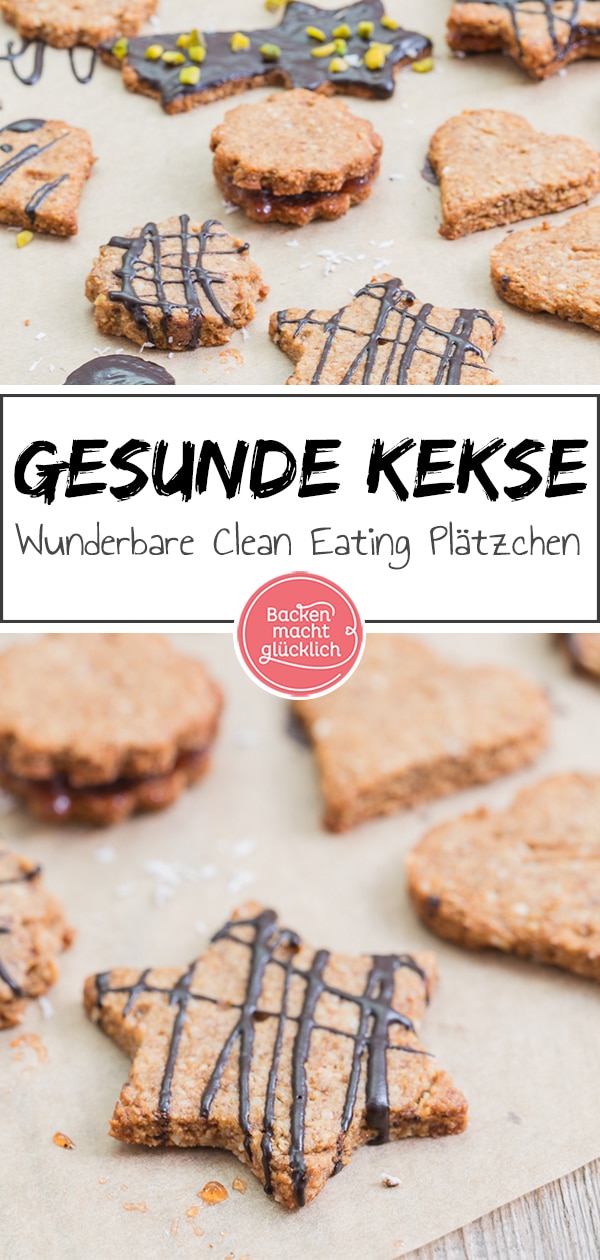 Diese Clean Eating Plätzchen sind wunderbare gesunde Weihnachtsplätzchen, in denen ausschließlich natürliche Zutaten stecken, und die noch dazu wirklich köstlich schmecken. Die cleanen Kekse sind eine wunderbare Alternative zu den klassischen Plätzchen. Die gesunden Plätzchen sind Low Carb und glutenfrei und somit ideal für Diabetiker oder Menschen mit Glutenintoleranz.