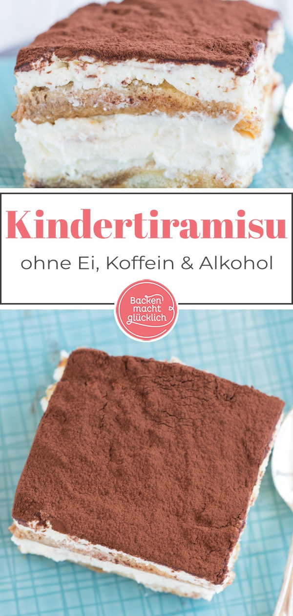 Bei diesem leckeren Tiramisu können alle mitessen: das Tiramisu ohne Ei, Alkohol, Kaffee und Koffein ist auch für Kinder und Schwangere geeignet.