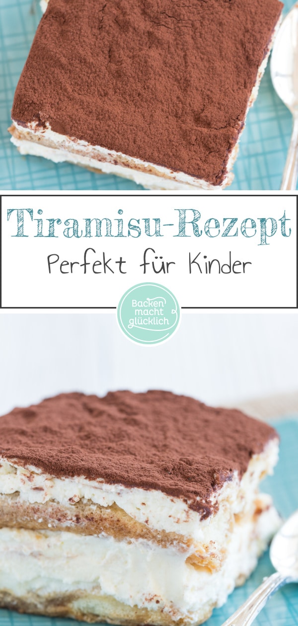 Bei diesem leckeren Tiramisu können alle mitessen: das Tiramisu ohne Ei, Alkohol, Kaffee und Koffein ist auch für Kinder und Schwangere geeignet.