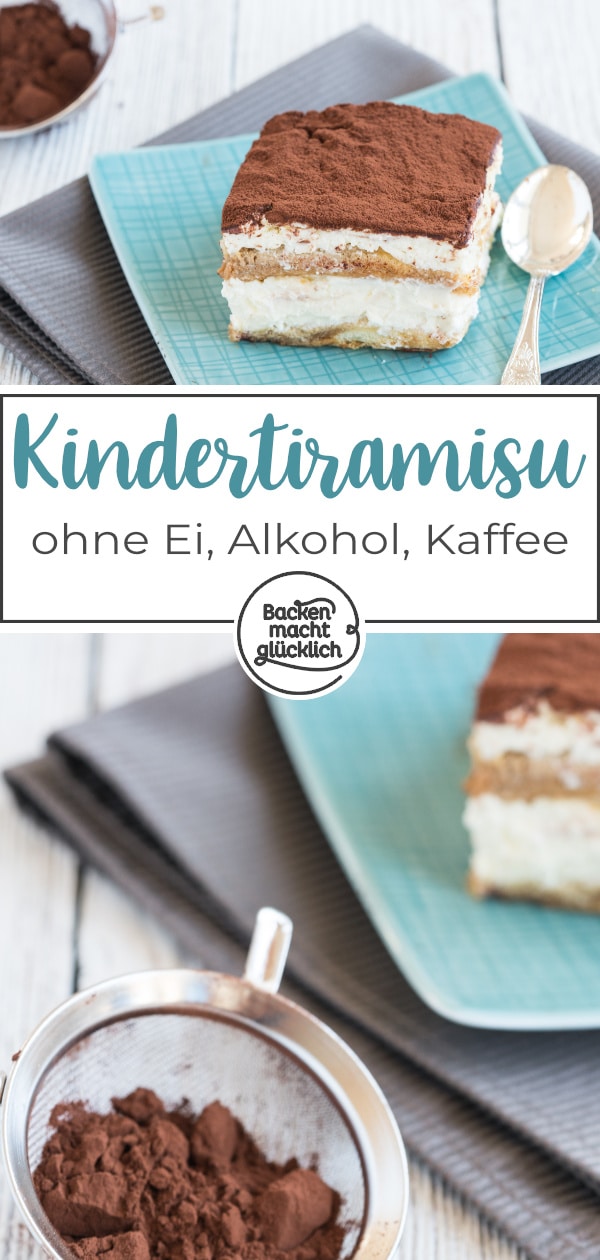 Bei diesem leckeren Tiramisu können alle mitessen: das Tiramisu ohne Ei, Alkohol, Kaffee und Koffein ist auch für Kinder und Schwangere geeignet.