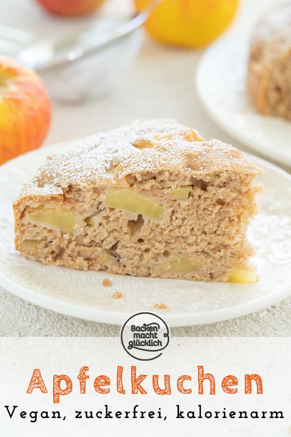 Dieser Apfelkuchen ist vegan, zuckerfrei, kalorienarm - und trotzdem super saftig und fruchtig. Der gesunde Apfelkuchen ist perfekt für Babys, Kleinkinder und gesundheitsbewusste Genießer!