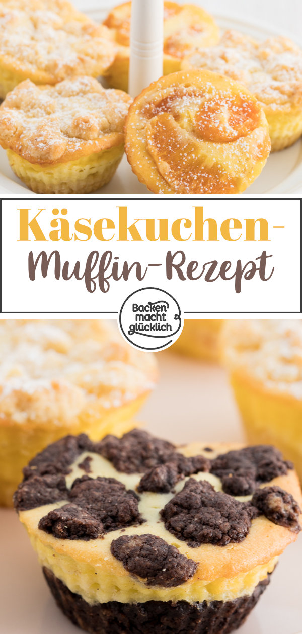 Köstliche Käsekuchen-Muffins mit Streuseln, Mandarinen oder Schokolade. Die einfachen Käsekuchen-Muffins sind knusprig, cremig und super lecker!