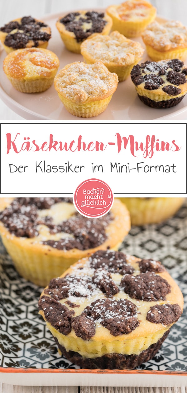 Köstliche Käsekuchen-Muffins mit Streuseln, Mandarinen oder Schokolade. Die einfachen Käsekuchen-Muffins sind knusprig, cremig und super lecker!