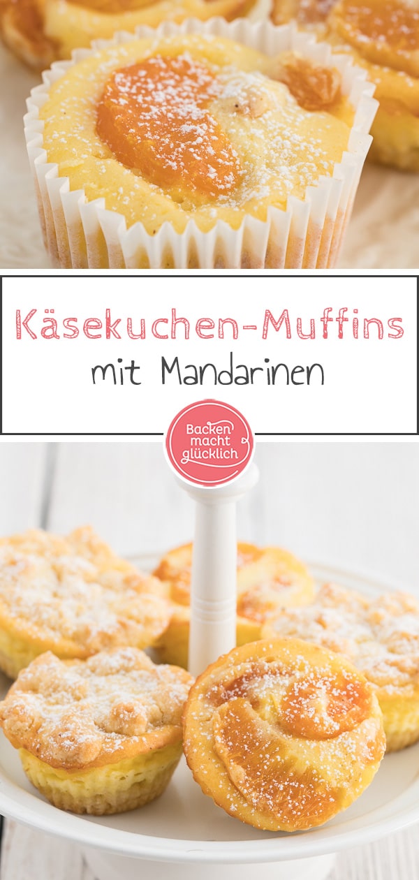 Köstliche Käsekuchen-Muffins mit Streuseln, Mandarinen oder Schokolade. Die einfachen Käsekuchen-Muffins sind knusprig, cremig und super lecker!