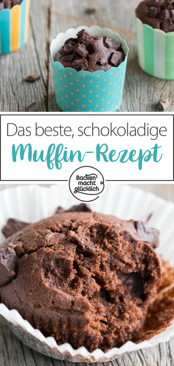 Einfaches Rezept für supersaftige Schokomuffins mit Öl. Die Schokoladenmuffins benötigen nur wenige Zutaten und sind innerhalb von 5 Minuten im Ofen.