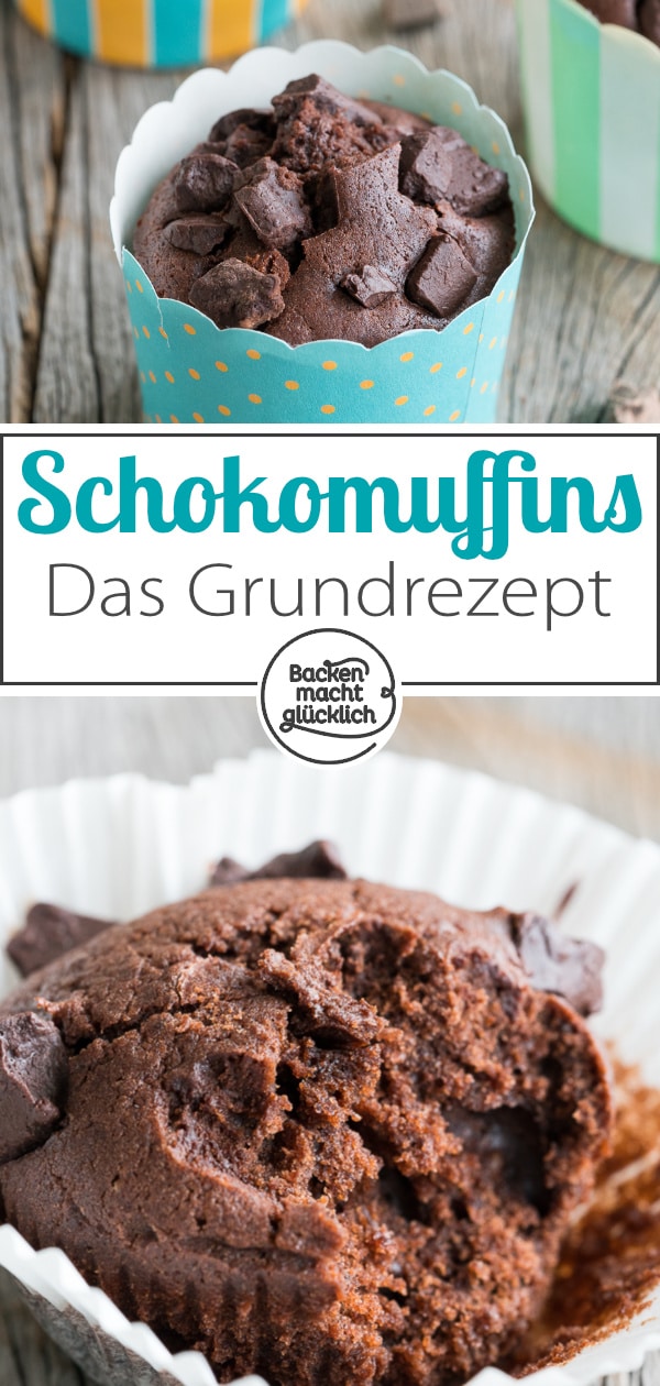 Einfaches Rezept für supersaftige Schokomuffins mit Öl. Die Schokoladenmuffins benötigen nur wenige Zutaten und sind innerhalb von 5 Minuten im Ofen.