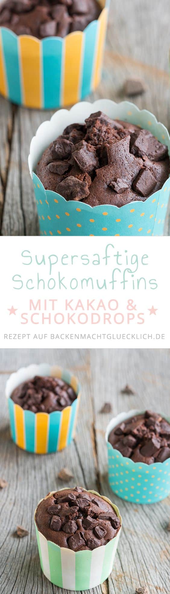 Einfaches Rezept für supersaftige Schokomuffins mit Öl. Die Schokoladenmuffins benötigen nur wenige Zutaten und sind innerhalb von 5 Minuten im Ofen.