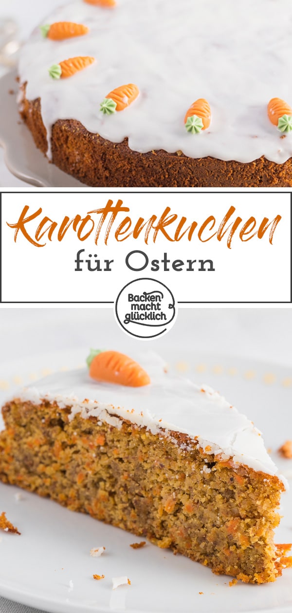 Ein saftiger Möhrenkuchen gehört einfach zum Osterfest! Diesen köstlichen Karottenkuchen ohne Mehl liebt die ganze Familie!