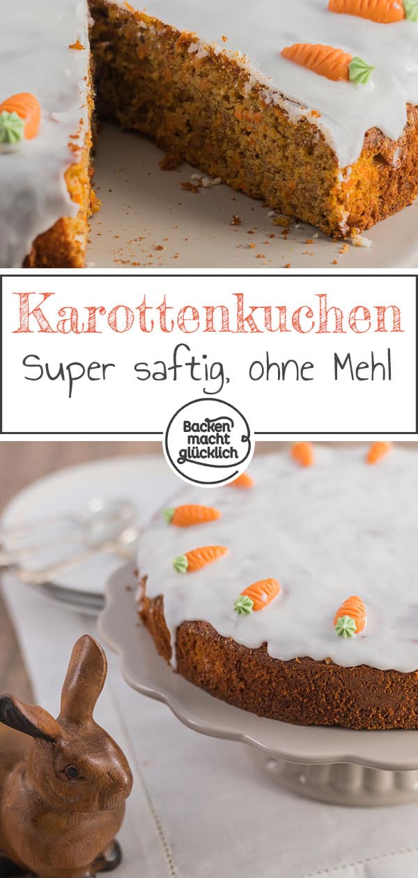 Ein saftiger Möhrenkuchen gehört einfach zum Osterfest! Diesen köstlichen Karottenkuchen ohne Mehl liebt die ganze Familie!