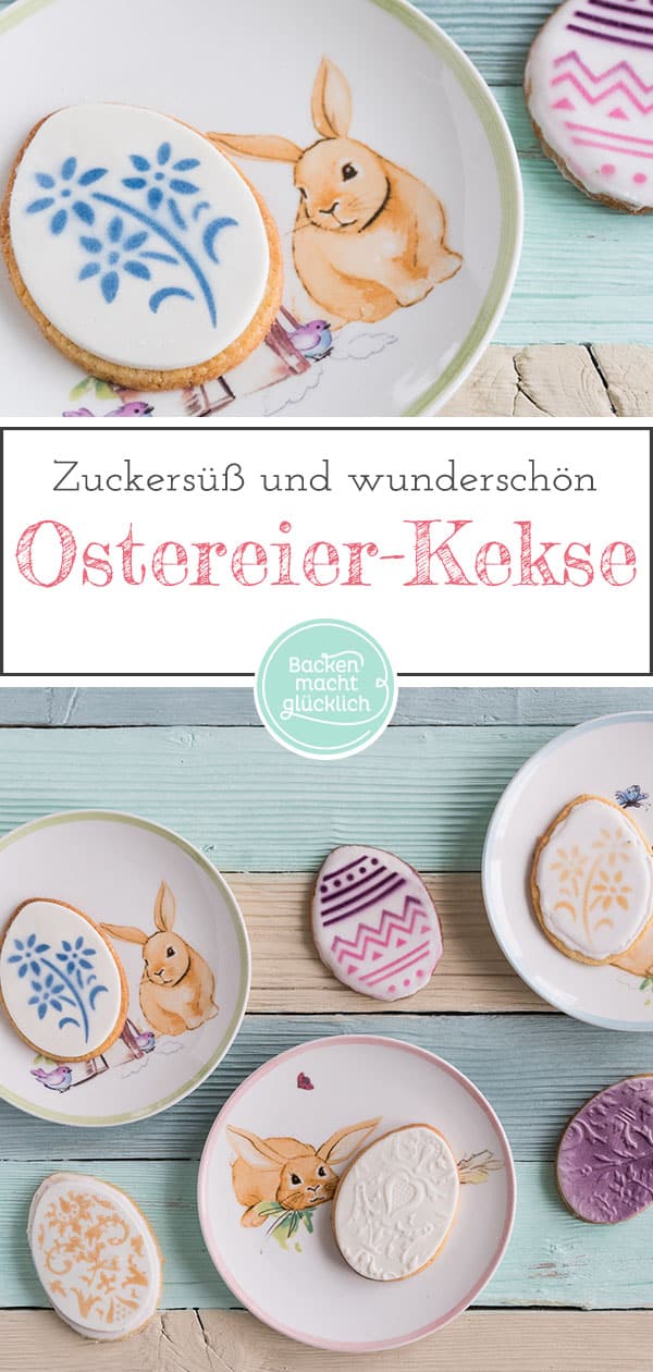 Tolles Rezept für klassische Osterplätzchen. Die Osterkekse werden besonders hübsch mit Fondant und Airbrush. Aber auch mit Zuckerguss sind die Osterkekse super lecker.