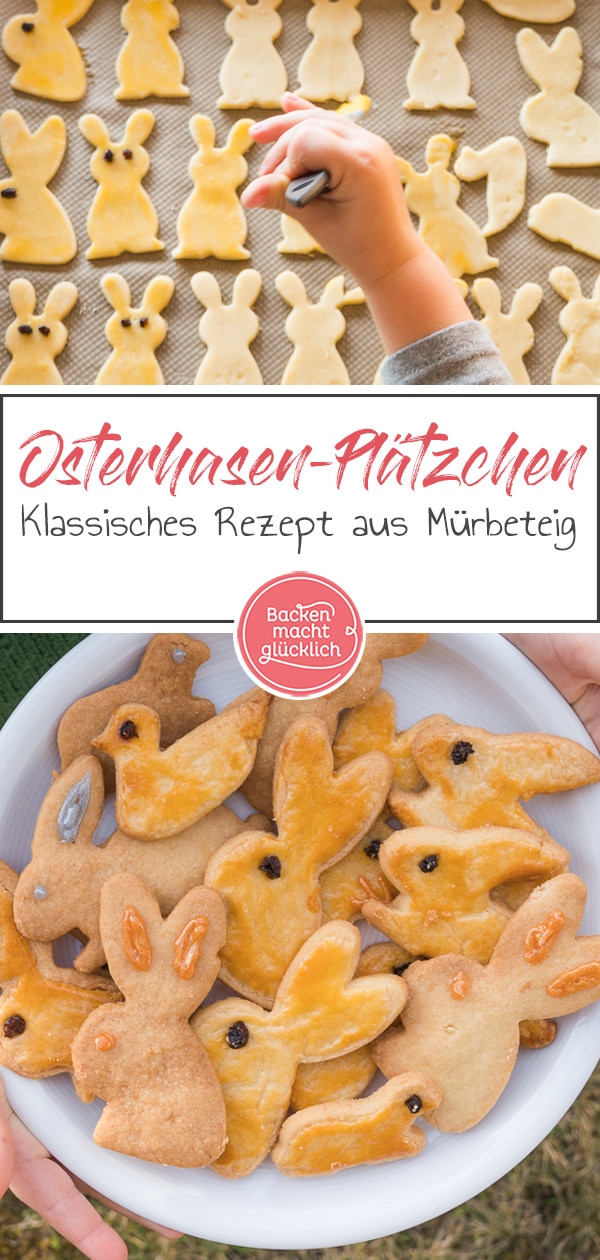 Tolles Rezept für Osterhasen-Kekse, das sich wunderbar für Kinder eignet. Mit diesem einfachen Mürbeteig macht Hasen-Backen Spaß!