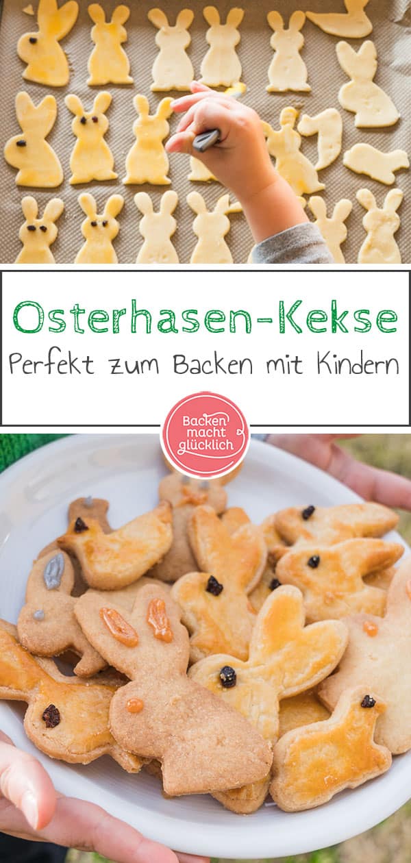 Tolles Rezept für Osterhasen-Kekse, das sich wunderbar für Kinder eignet. Mit diesem einfachen Mürbeteig macht Hasen-Backen Spaß!