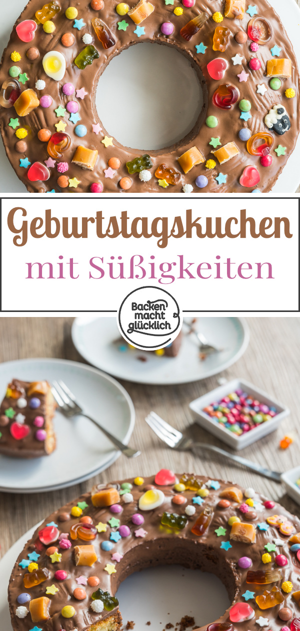 Auf der Suche nach einem tollen Geburtstagskuchen für Kinder? Dieser kunterbunt verzierte Marmorkuchen kommt immer gut an!