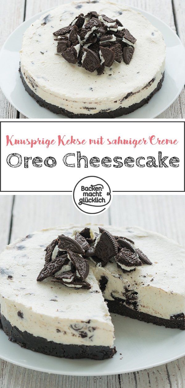 Diese Kühlschranktorte ist ein Muss für alle Oreo-Fans: Der No Bake Cheesecake ohne Gelatine ist eine köstliche Kombi aus knusprigen Schokokeksen und sahniger Frischkäsecreme.