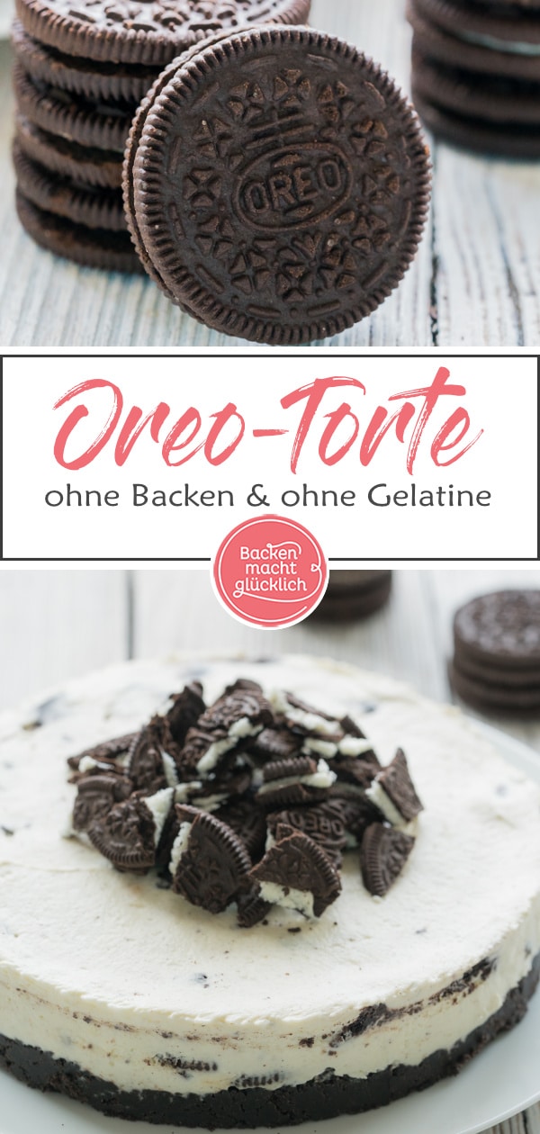 Diese Kühlschranktorte ist ein Muss für alle Oreo-Fans: Der No Bake Cheesecake ohne Gelatine ist eine köstliche Kombi aus knusprigen Schokokeksen und sahniger Frischkäsecreme.