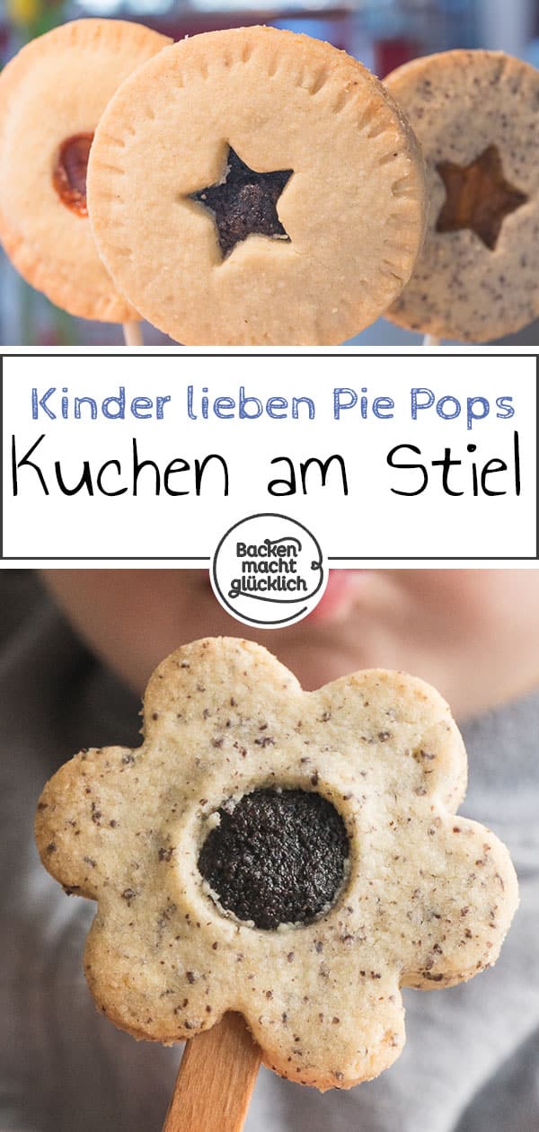 Pie Pops sind kleine Kuchen am Stiel, die nach Lust und Laune gefüllt werden können. Die süßen Pie Pops sind ideal für Fingerfood-Kuchenbuffet und mal was anderes als Standard-Muffins. Kinder lieben die kleinen Kuchen am Stiel und auch zum Verschenken sind Pie Pops ideal.