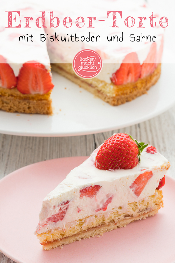 Erdbeer-Sahne-Torte mit Mascarponecreme ✓ Einfaches Rezept ✓ Ein Traum aus Erdbeeren, Sahne, Mürbeteig und Biskuit.