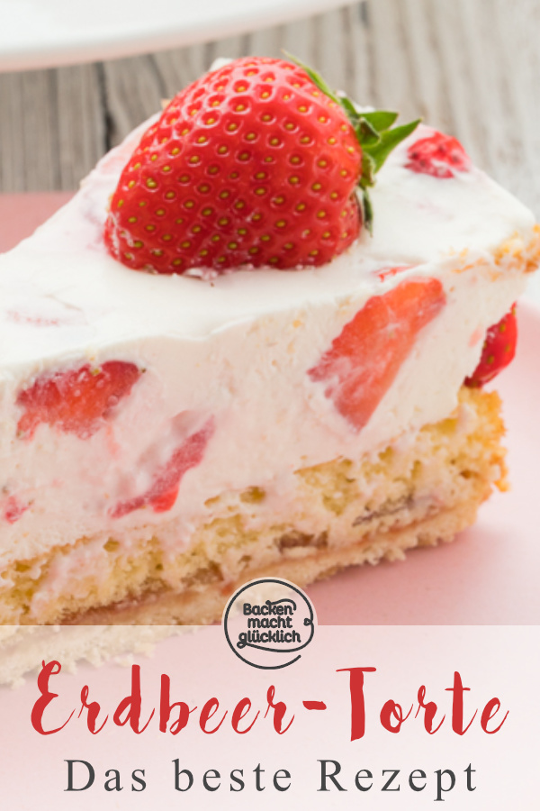 Erdbeer-Sahne-Torte mit Mascarponecreme ✓ Einfaches Rezept ✓ Ein Traum aus Erdbeeren, Sahne, Mürbeteig und Biskuit.