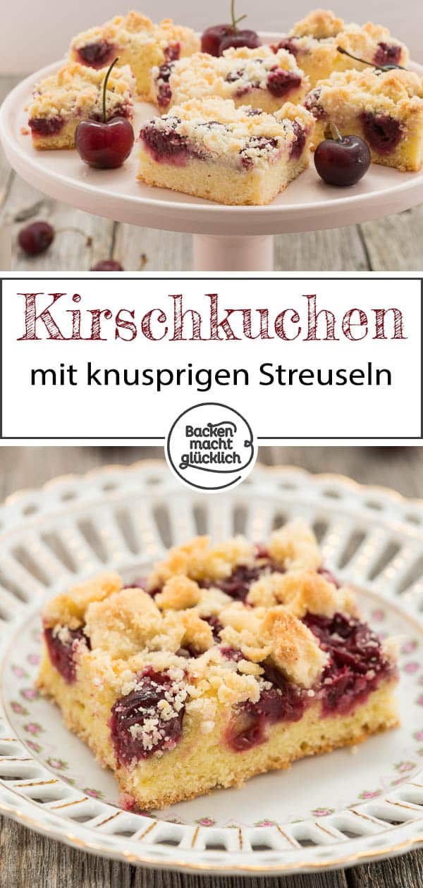  Lust auf einen saftigen Streusel-Kirschkuchen vom Blech? Dieser schnelle Kirschkuchen mit Streuseln nach Omas Rezept ist wunderbar saftig, einfach und schnell gemacht. #kirschkuchen #kirschen #sommer #streusel #streuselkuchen #sommerrezepte #backenmachtglücklich