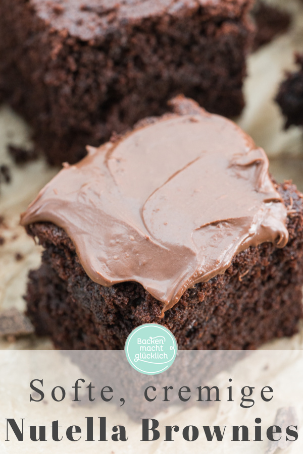 Das perfekte Rezept für Nutella-Brownies: einfach und schnell zu backen; schön soft, chewy und superschokoladig!