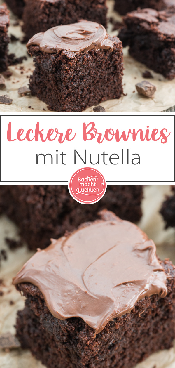 Das perfekte Rezept für Nutella-Brownies: einfach und schnell zu backen; schön soft, chewy und superschokoladig!