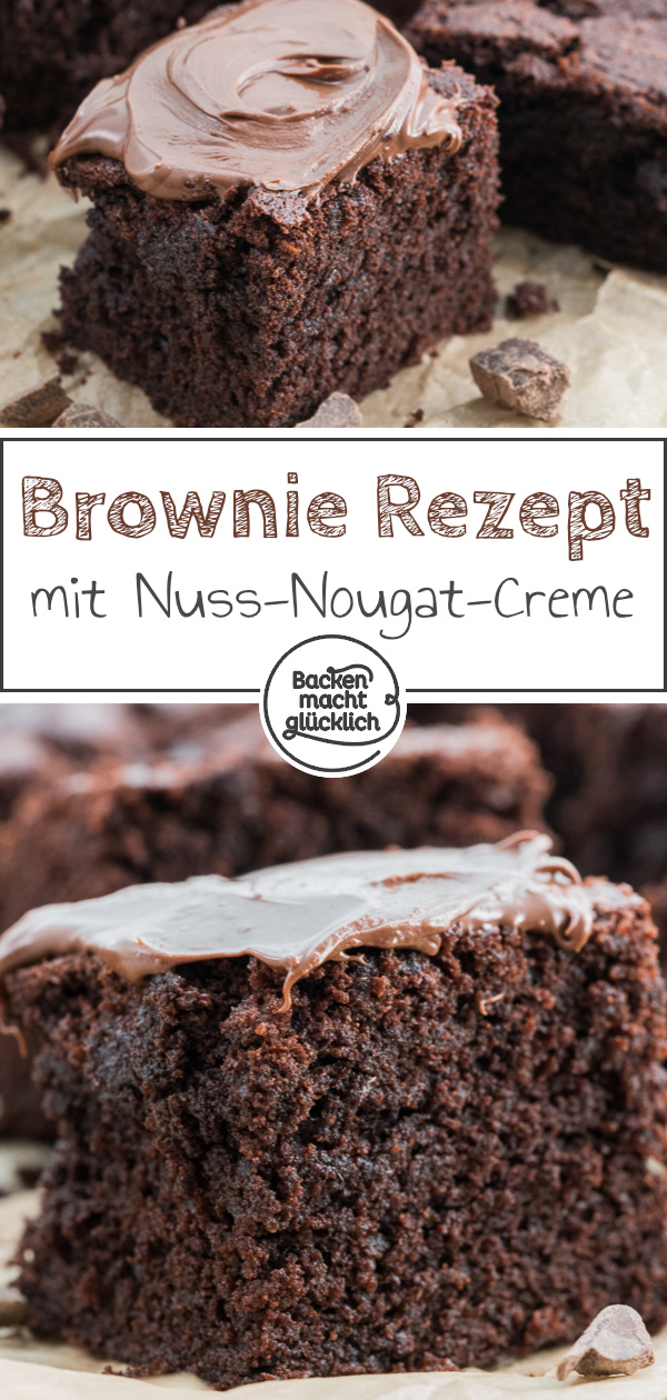 Das perfekte Rezept für Nutella-Brownies: einfach und schnell zu backen; schön soft, chewy und superschokoladig!