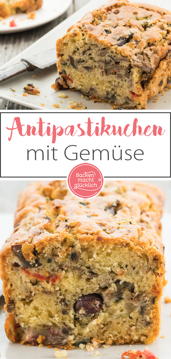 Dieser Antipasti-Kuchen aus der Kastenform ist ein köstlicher Gemüsecake aus Rührteig - perfekt für Partys & Buffets