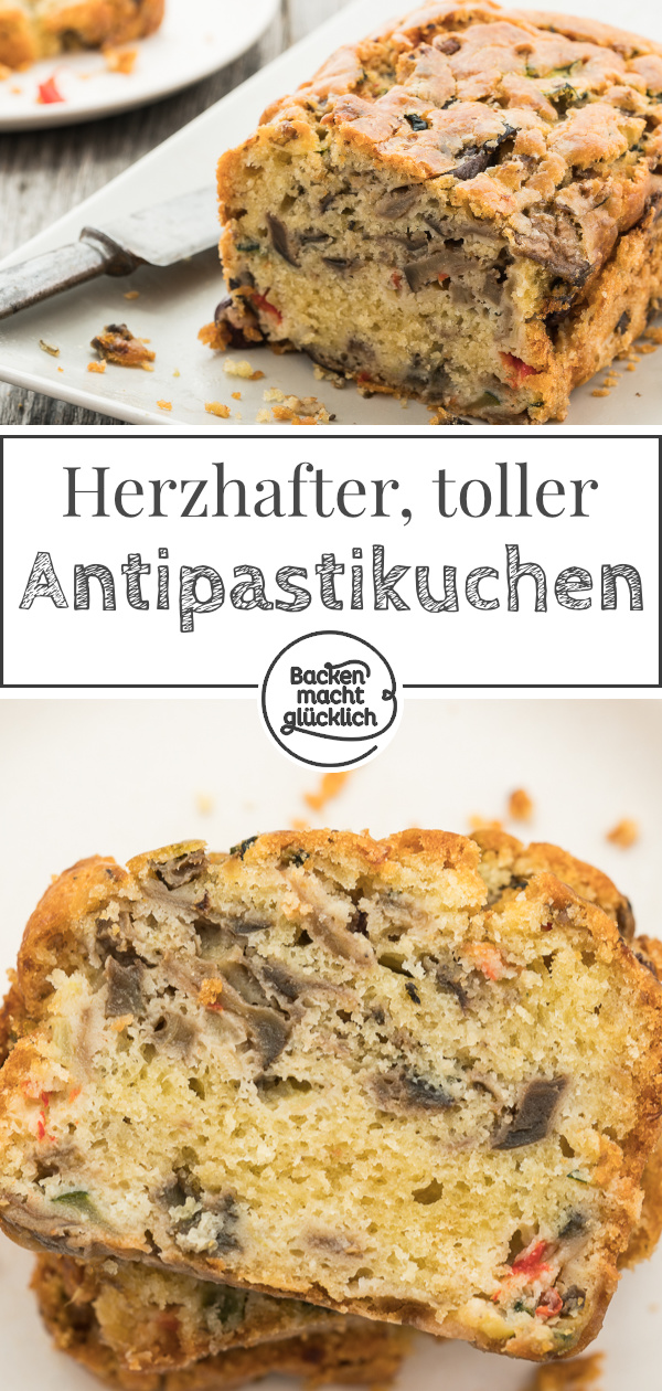 Dieser Antipasti-Kuchen aus der Kastenform ist ein köstlicher Gemüsecake aus Rührteig - perfekt für Partys & Buffets