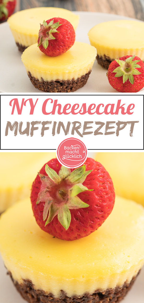 Diese Mini NY Cheesecake Muffins sind eine köstliche kleine Variante des klassischen amerikanischen Käsekuchens.