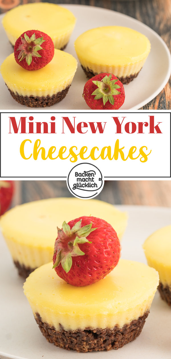 Diese Mini NY Cheesecake Muffins sind eine köstliche kleine Variante des klassischen amerikanischen Käsekuchens.