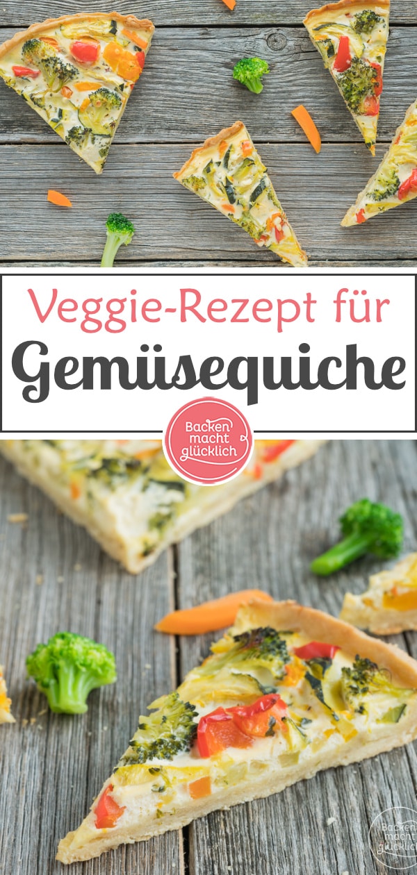 Absolut köstliche Gemüsequiche mit Ziegenkäse und Mürbeteig - perfekt zum Abendessen oder als Snack.